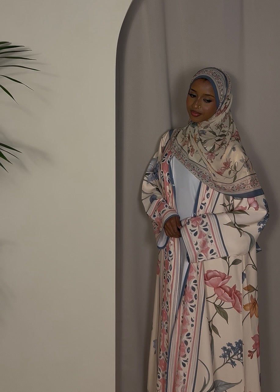 Printed floral Abaya - 2 piece set