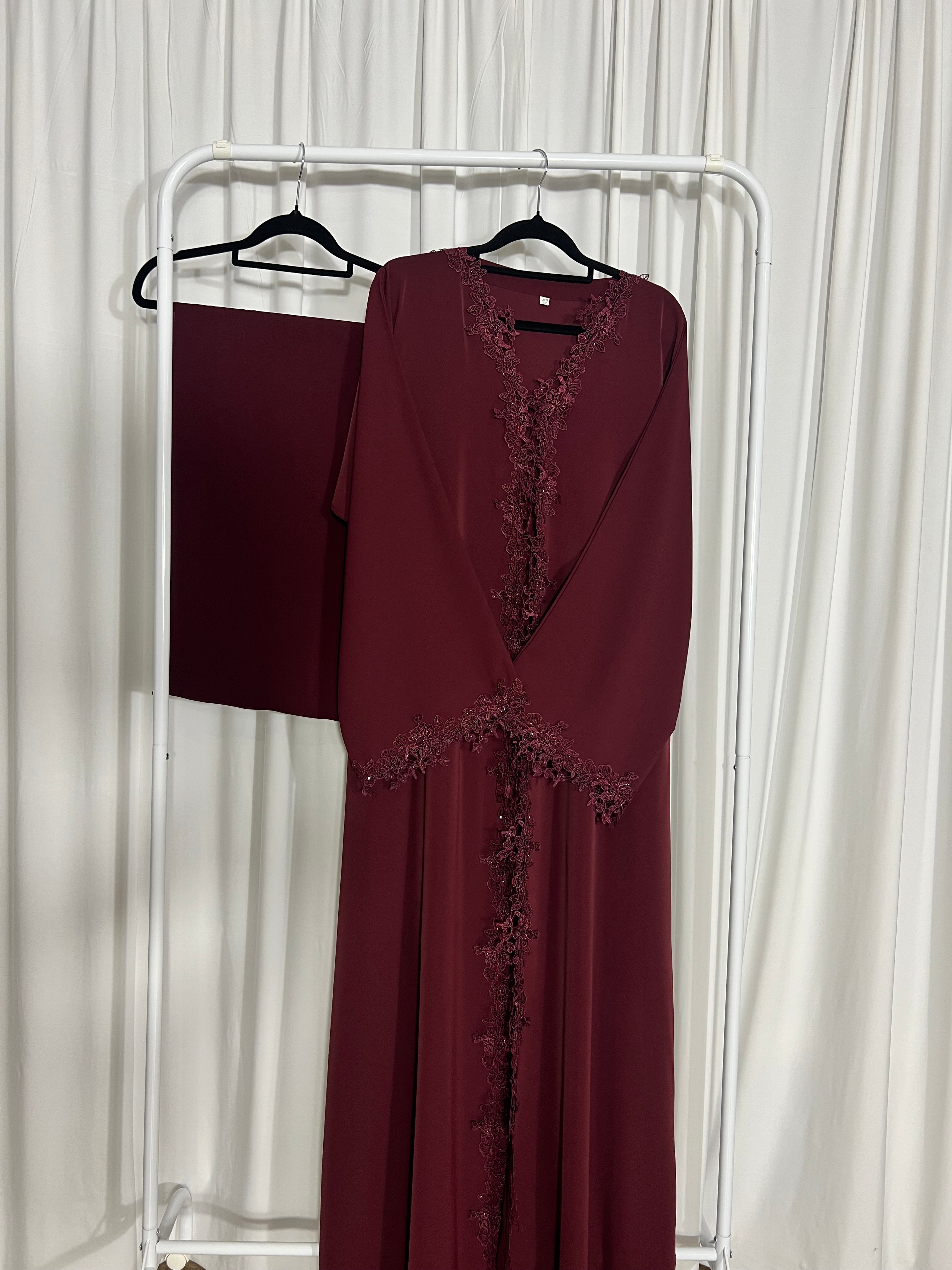 PRE-ORDER: Flower Lace Abaya  | Ships in 2 Weeks