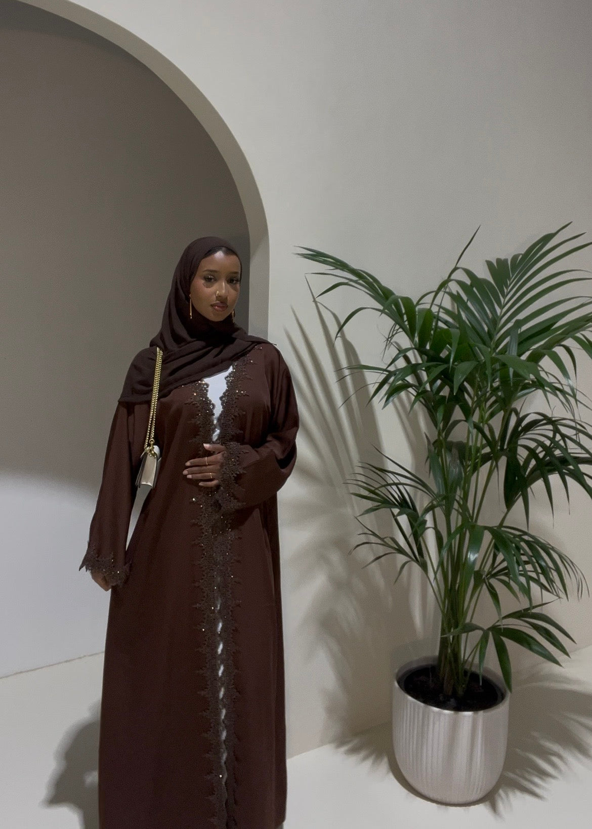 Noor lace open abaya - 2 piece set