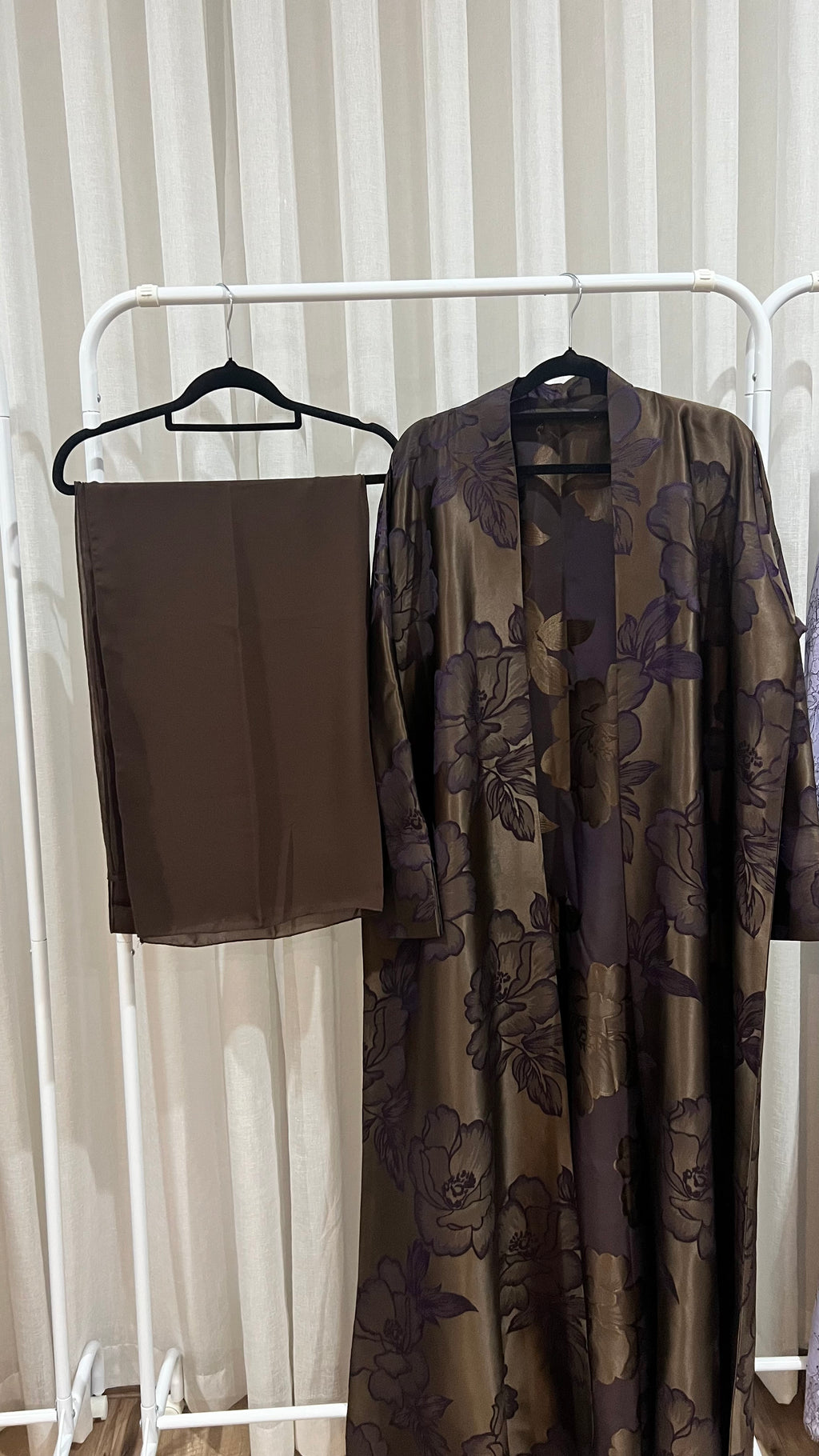 Floral Satin Kimono Abaya
