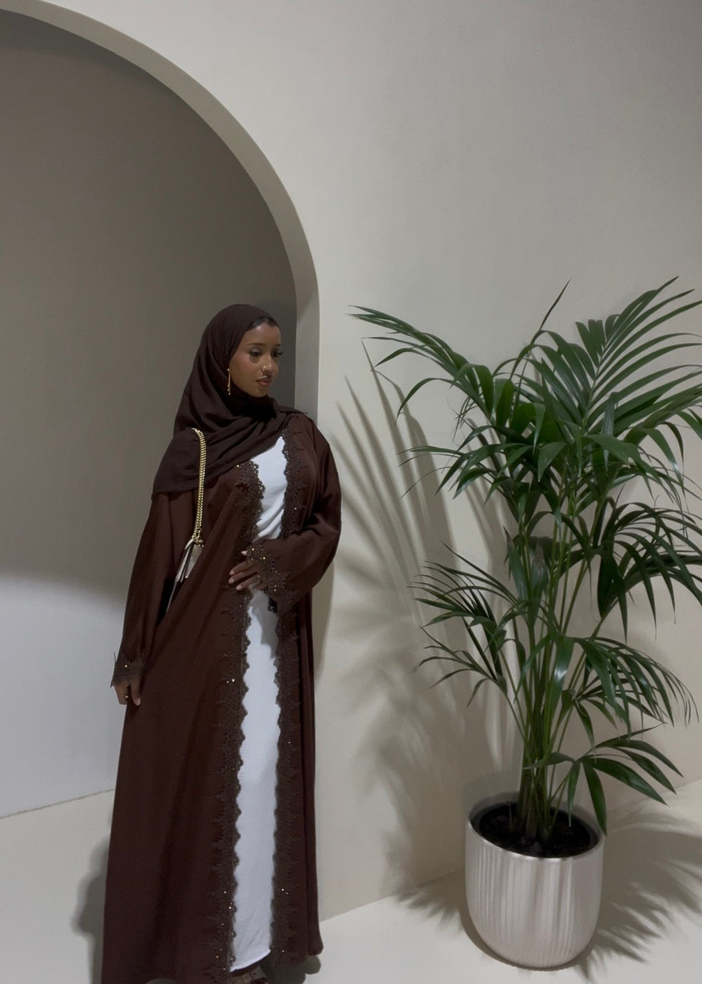 Noor lace open abaya - 2 piece set