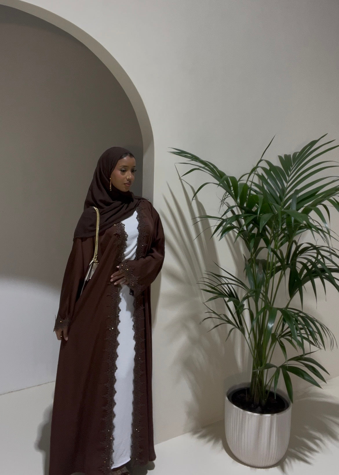 Noor lace open abaya - 2 piece set
