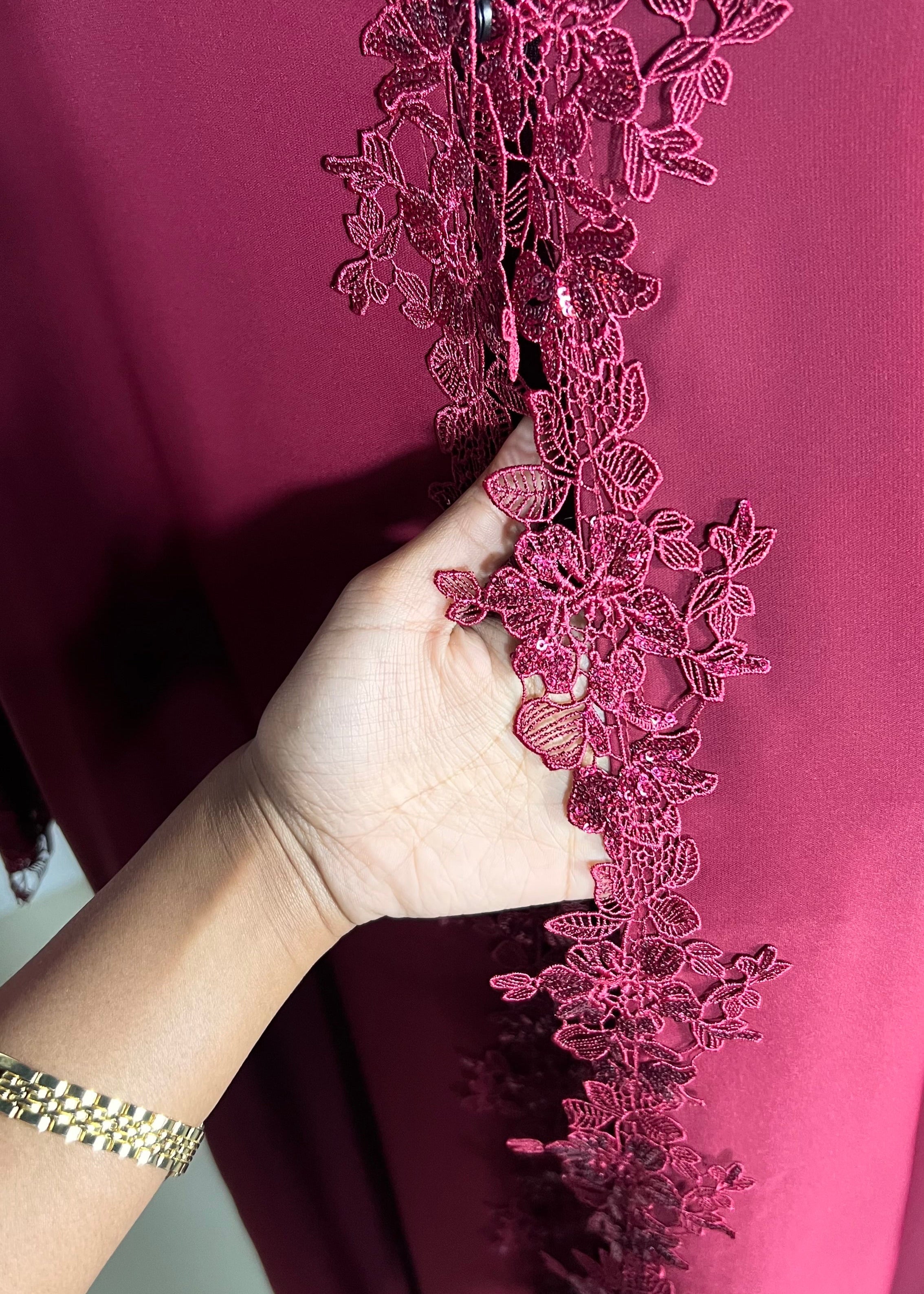 Sequin Floral  Abaya - 2 Piece set