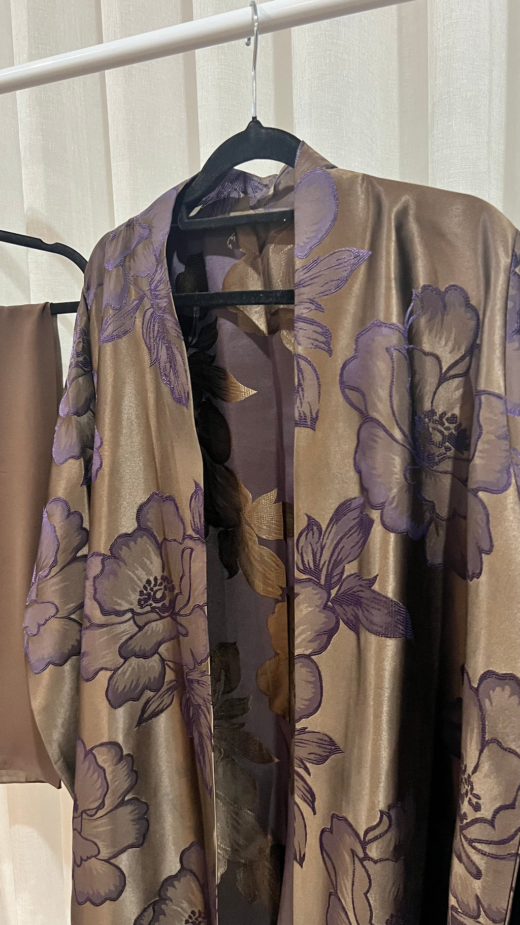 Floral Satin Kimono Abaya