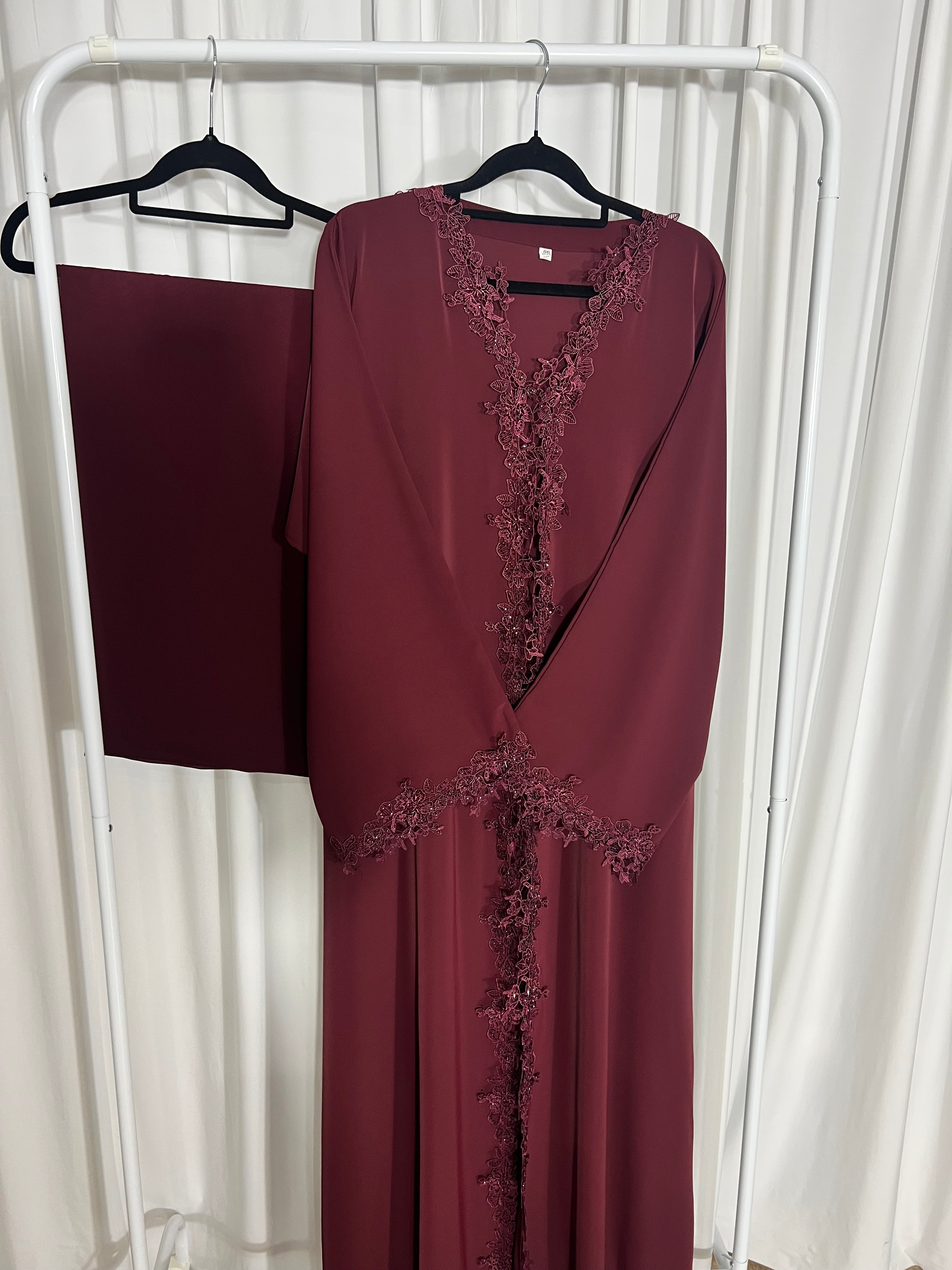 PRE-ORDER: Flower Lace Abaya  | Ships in 2 Weeks