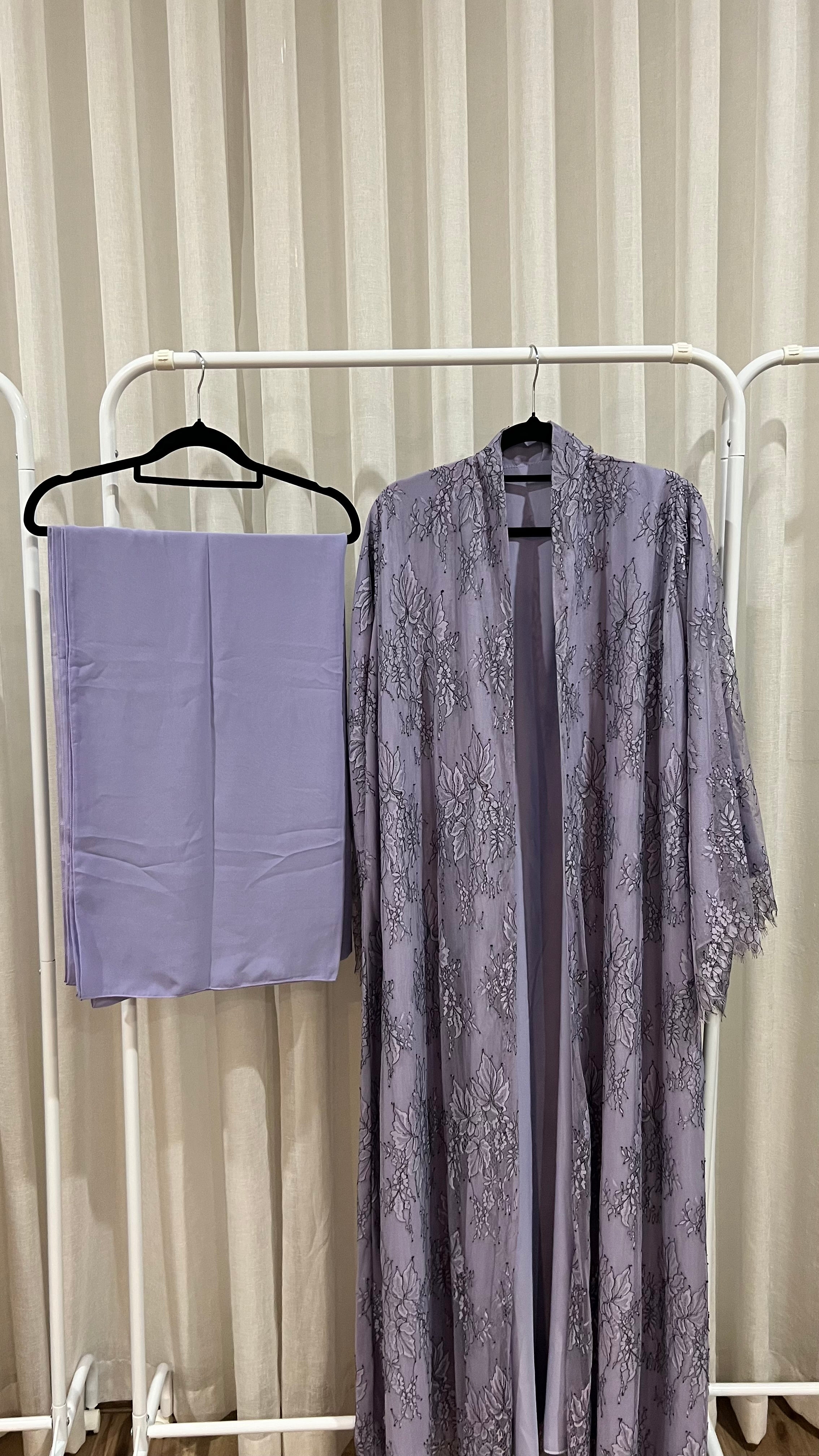 Lavender lace abaya