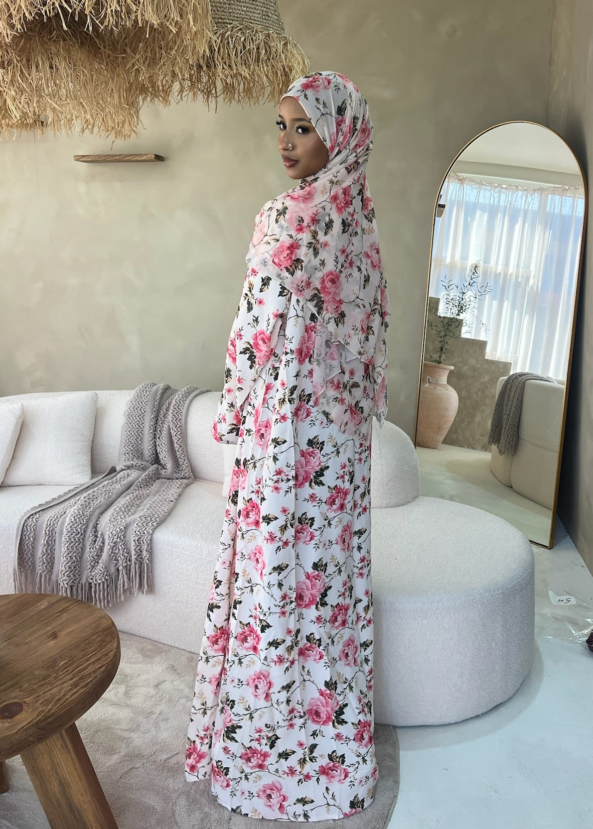 Blush Rose Double Chiffon Abaya + Matching Hijab