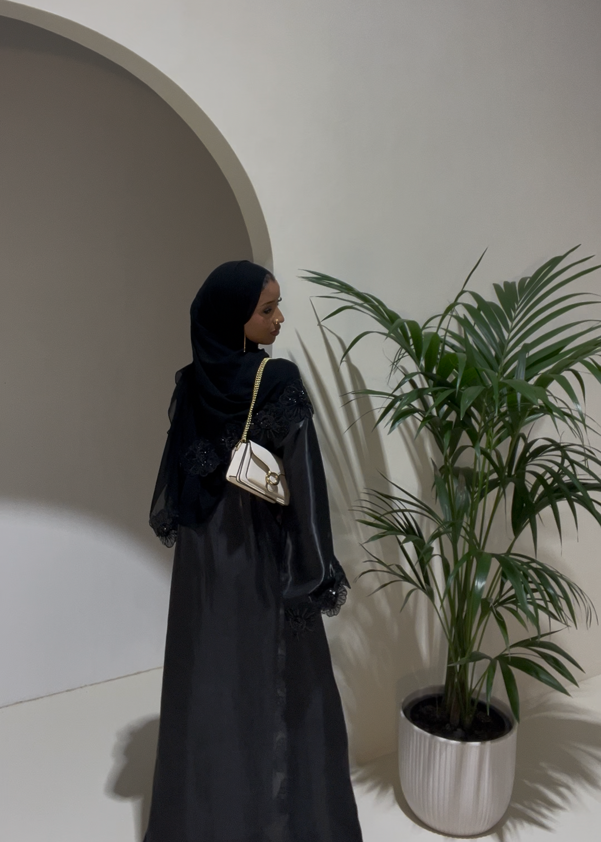Sheer floral open abaya