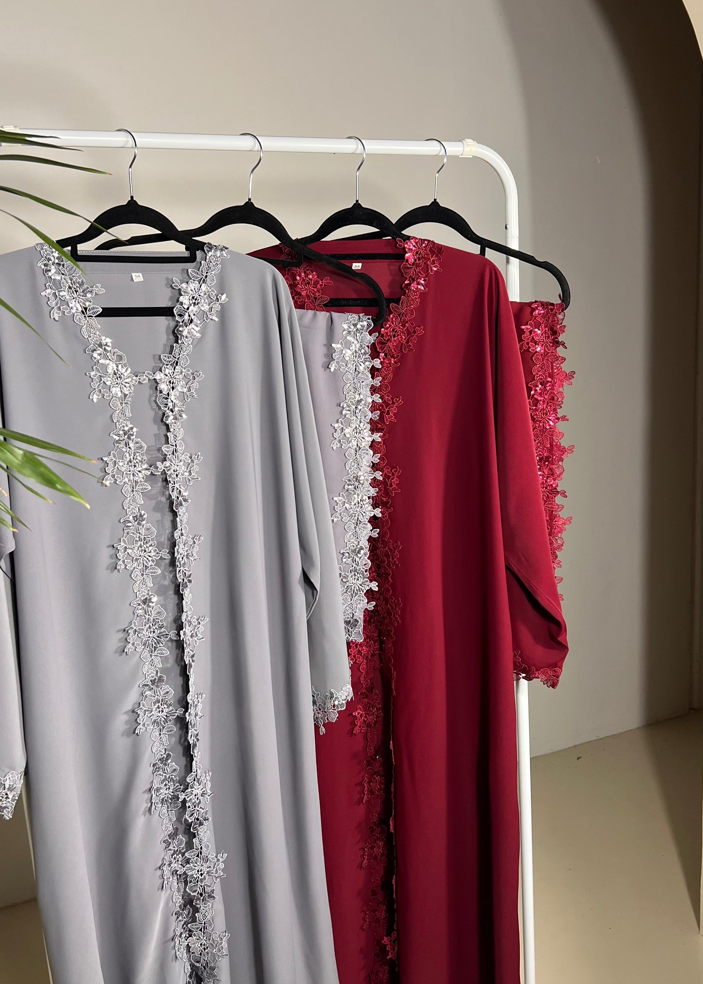 Sequin Floral  Abaya - 2 Piece set