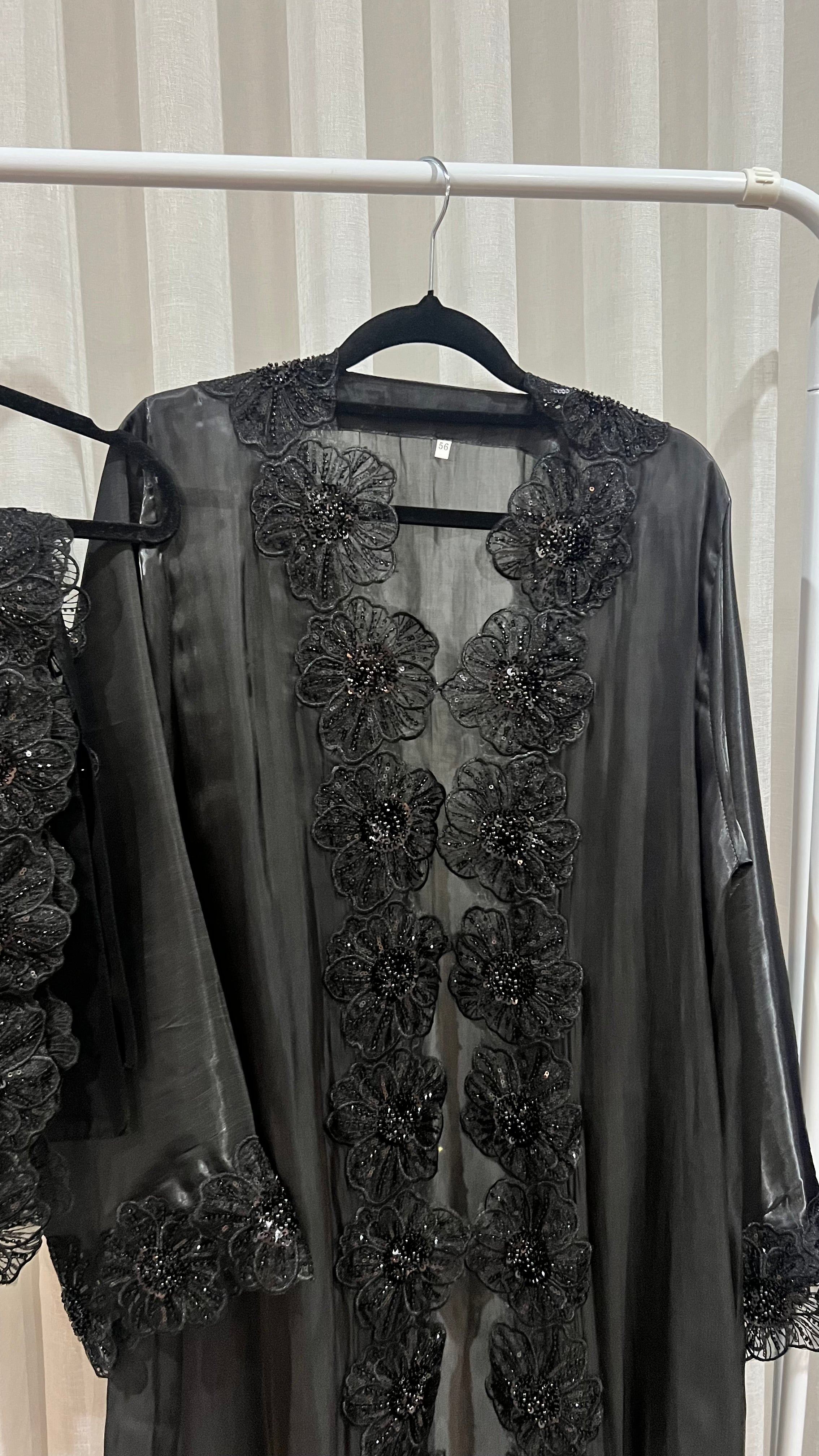 Sheer floral open abaya