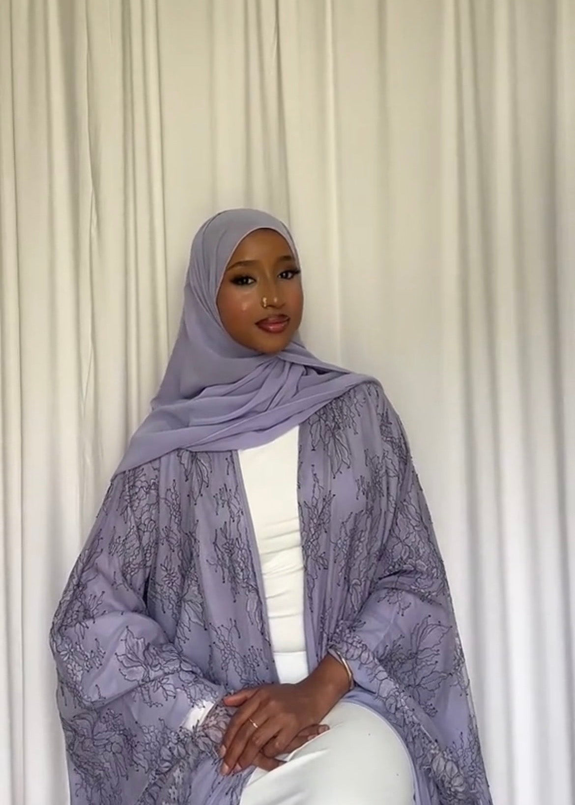 Lavender lace abaya