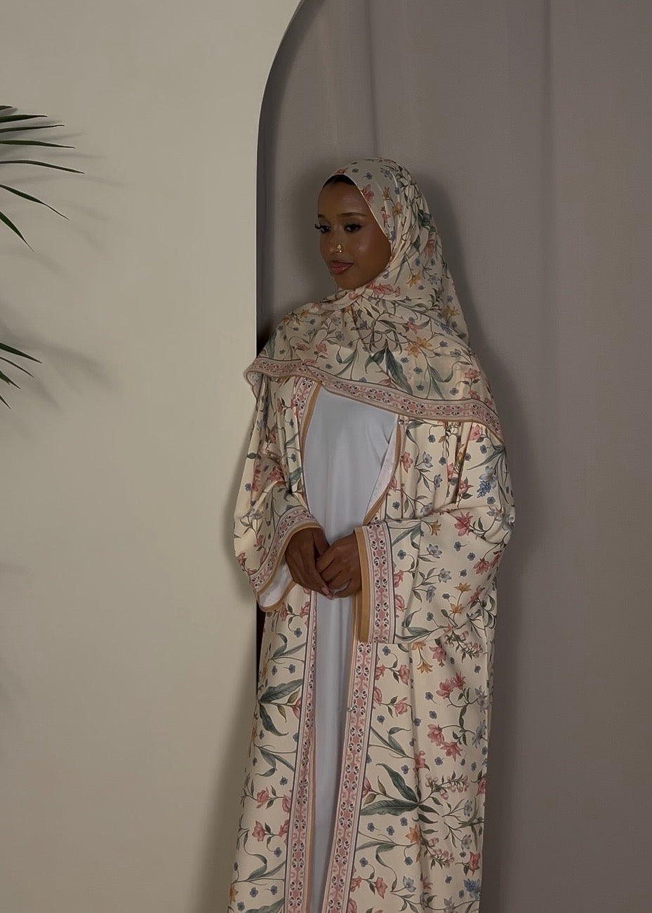 Printed floral Abaya - 2 piece set