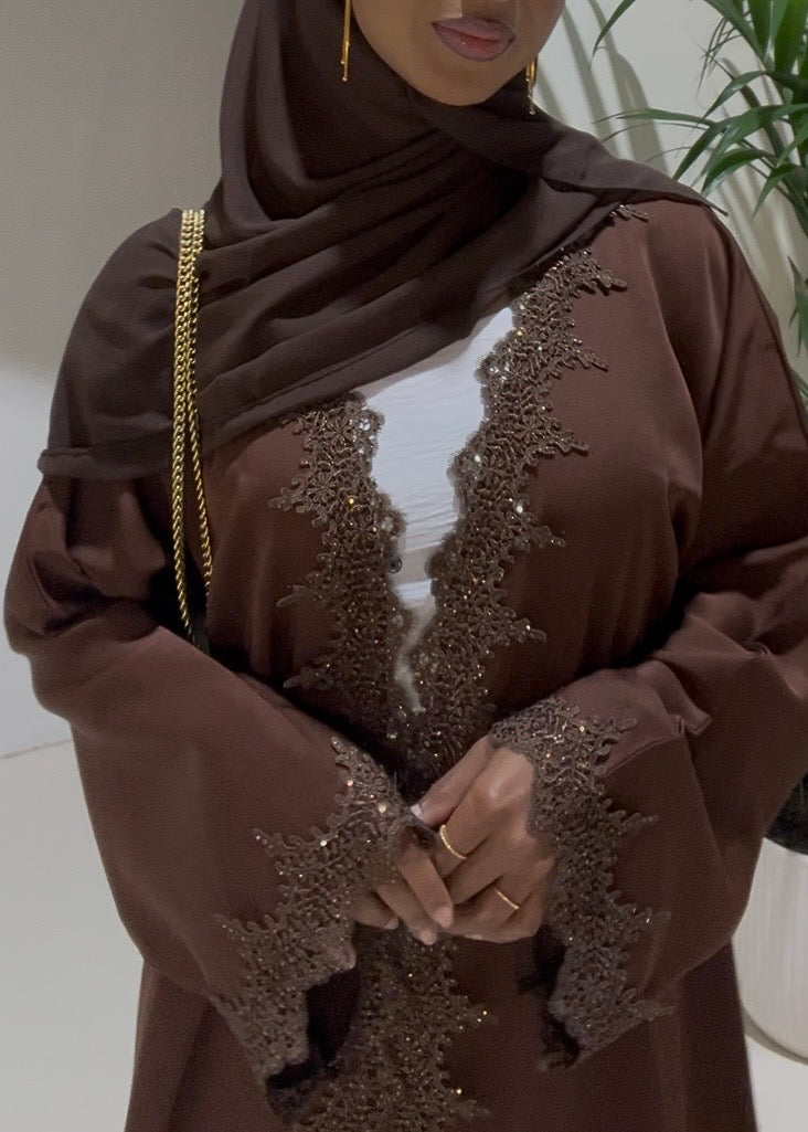 Noor lace open abaya - 2 piece set