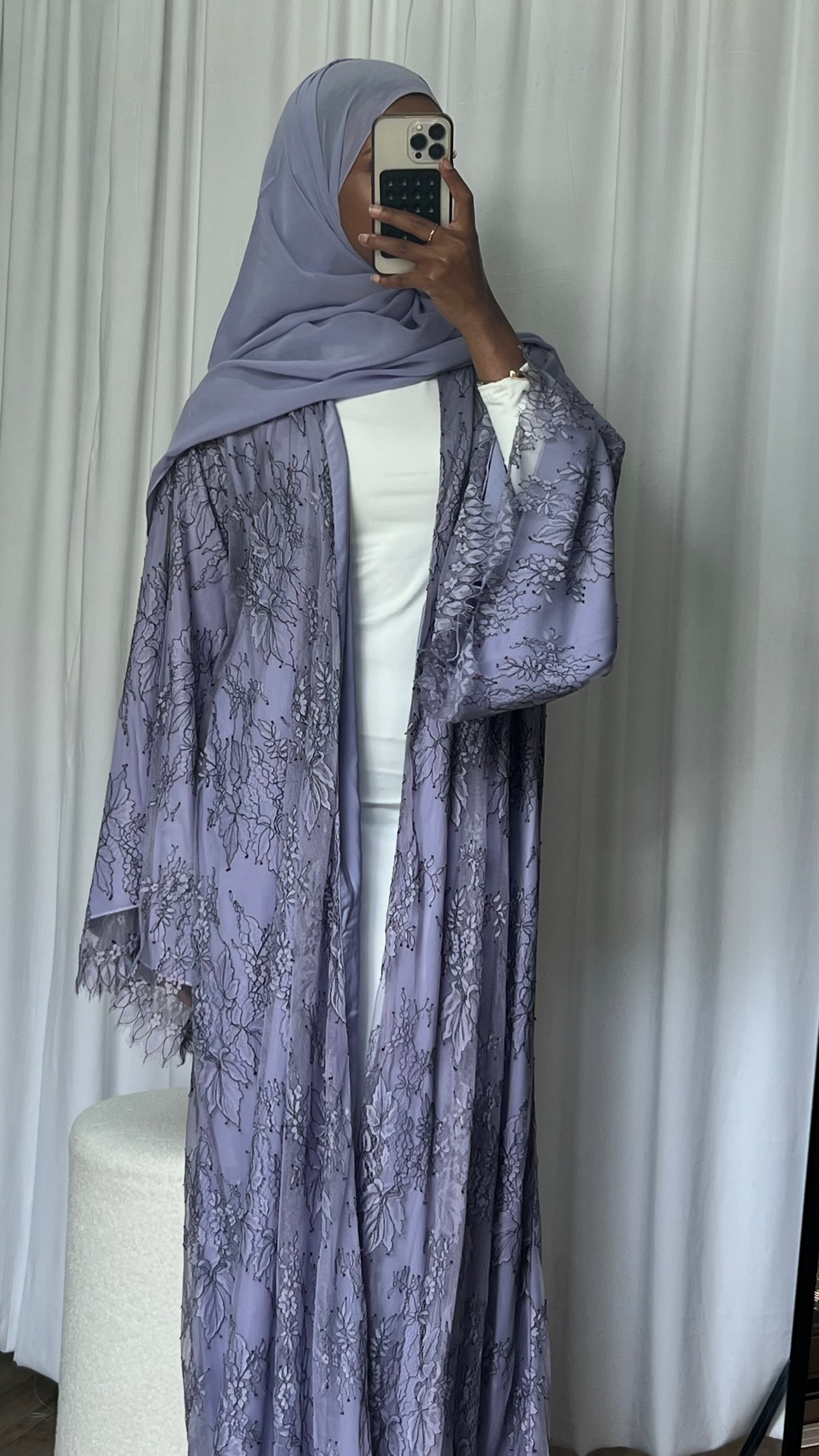 Lavender lace abaya