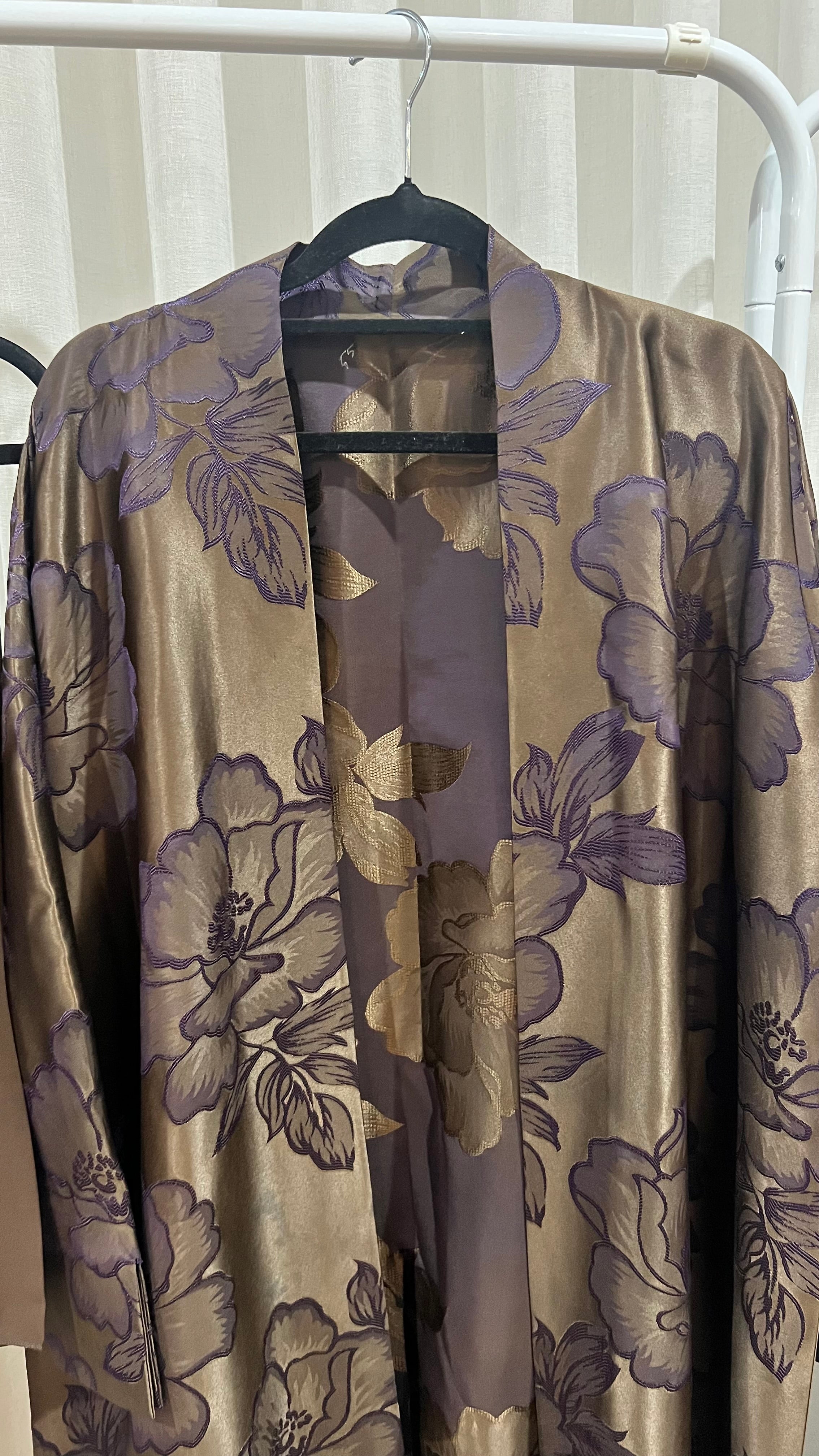 Floral Satin Kimono Abaya