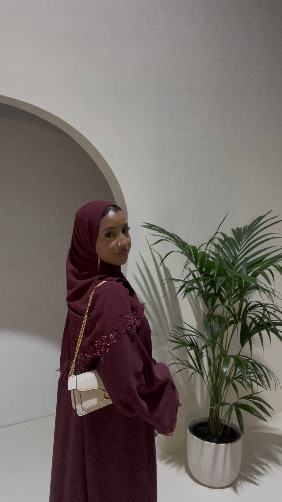 Flower Lace Abaya -3 piece set