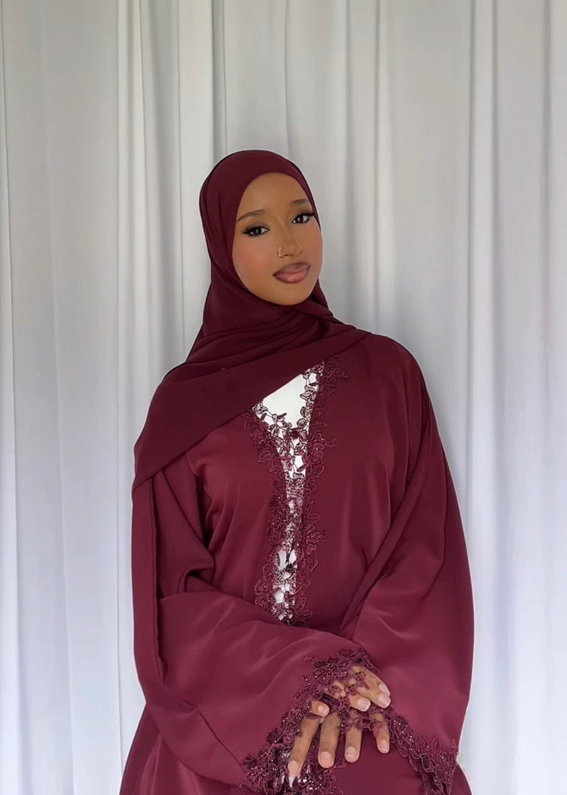 PRE-ORDER: Flower Lace Abaya  | Ships in 2 Weeks