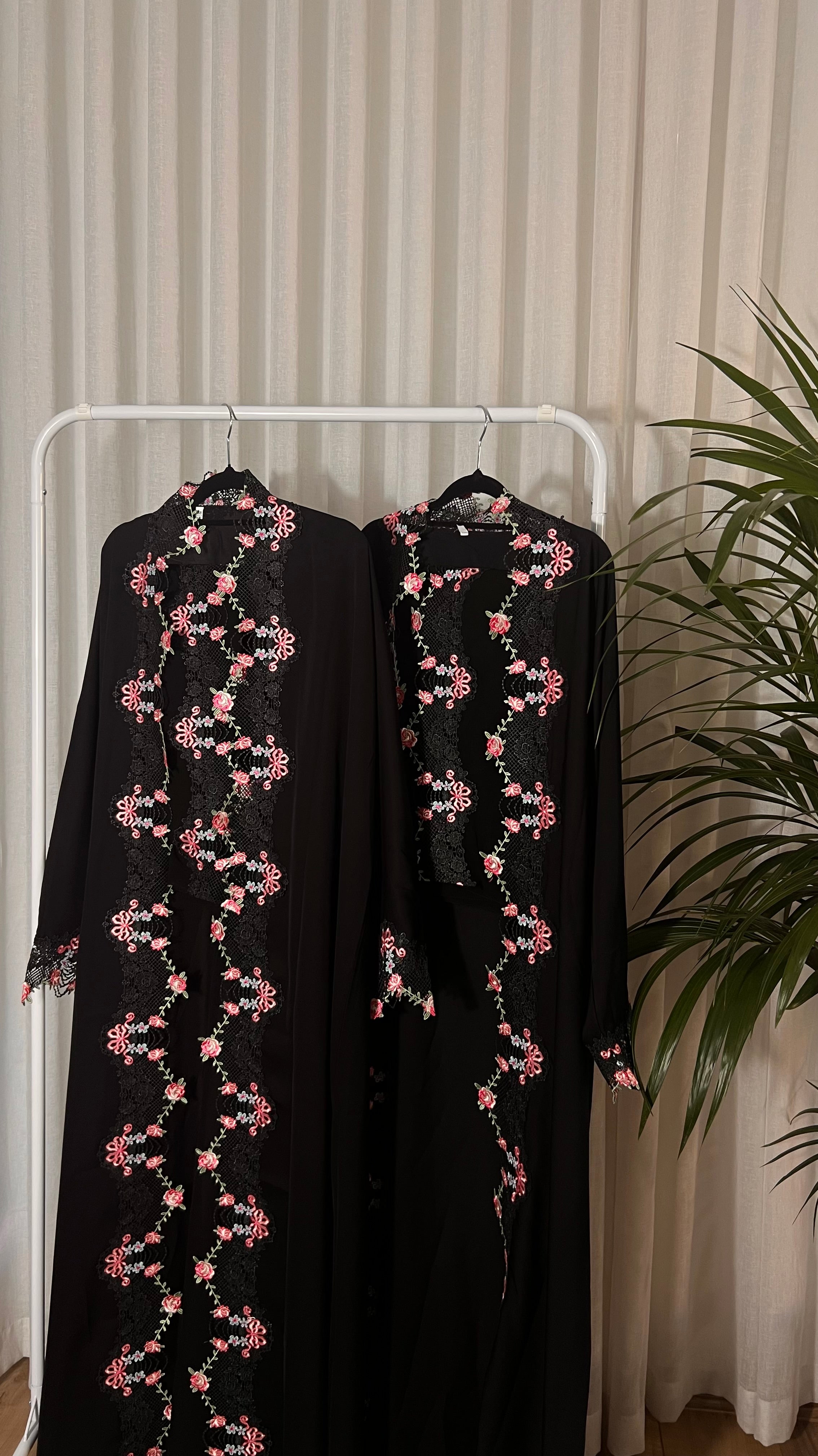 Floral lace abaya with matching hijab