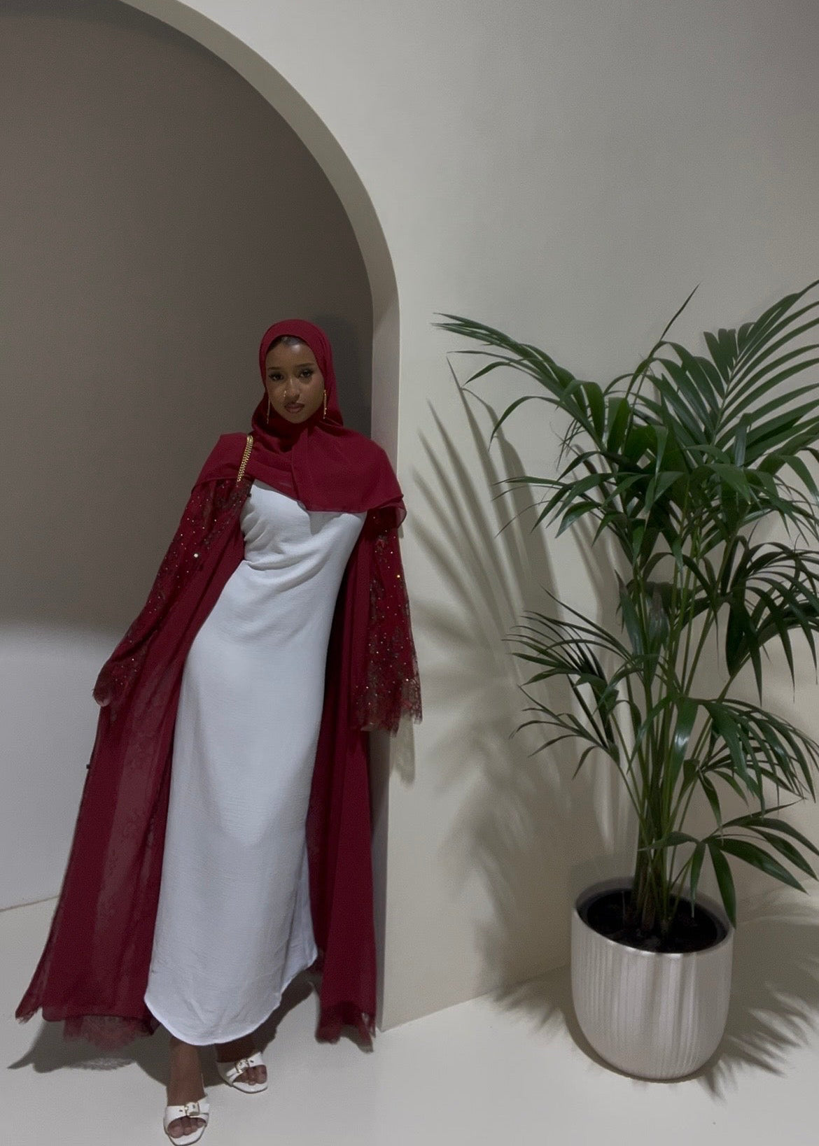 Chantilly Lace Abaya- 3 Piece set