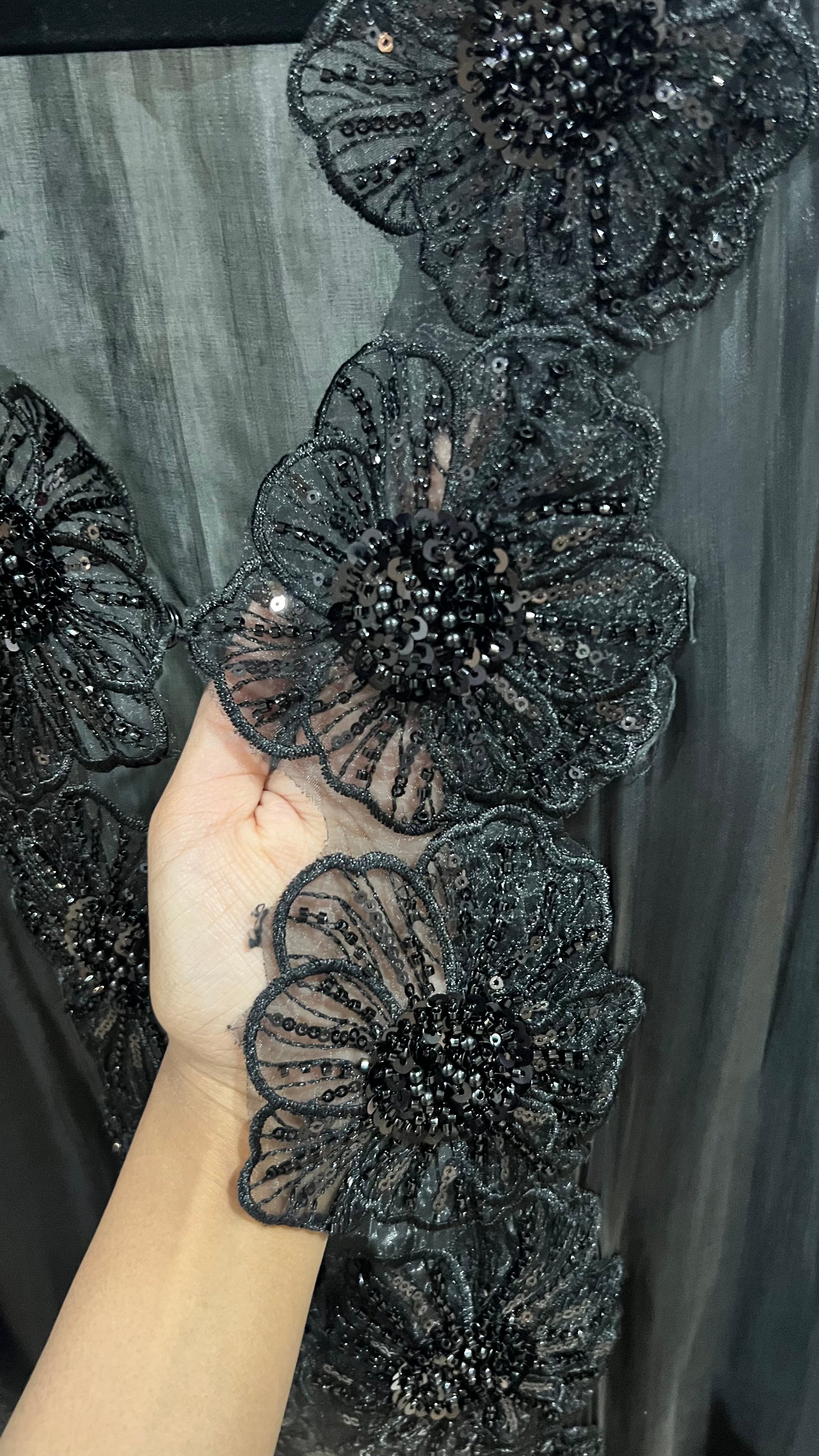 Sheer floral open abaya