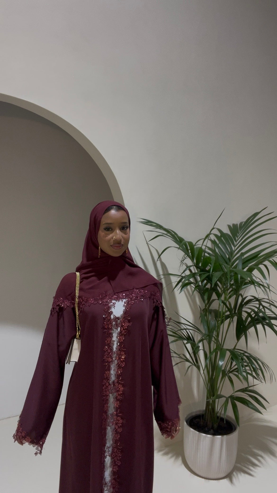 Flower Lace Abaya -3 piece set