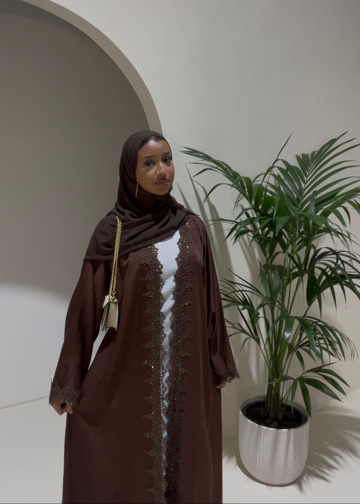 Noor lace open abaya - 2 piece set