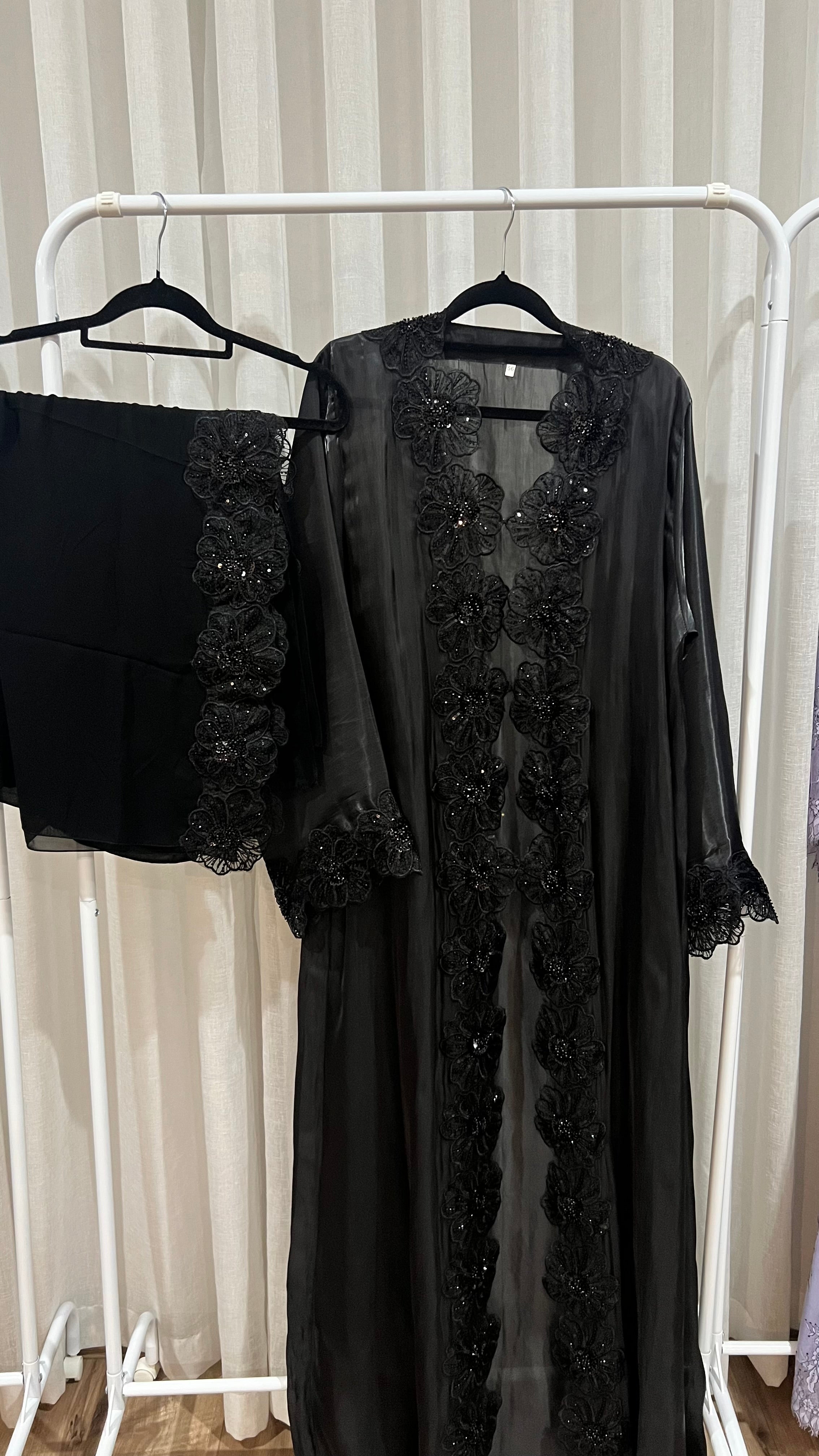 Sheer floral open abaya