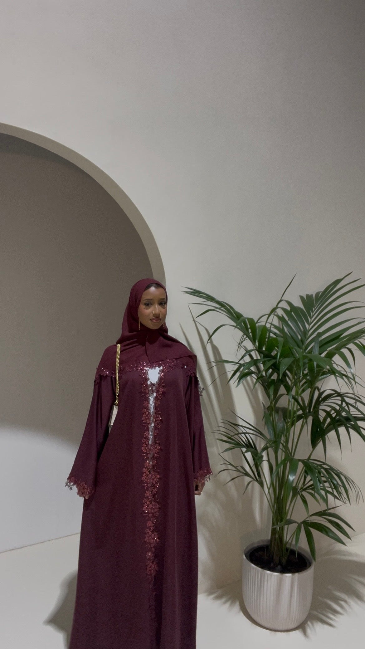 Flower Lace Abaya -3 piece set