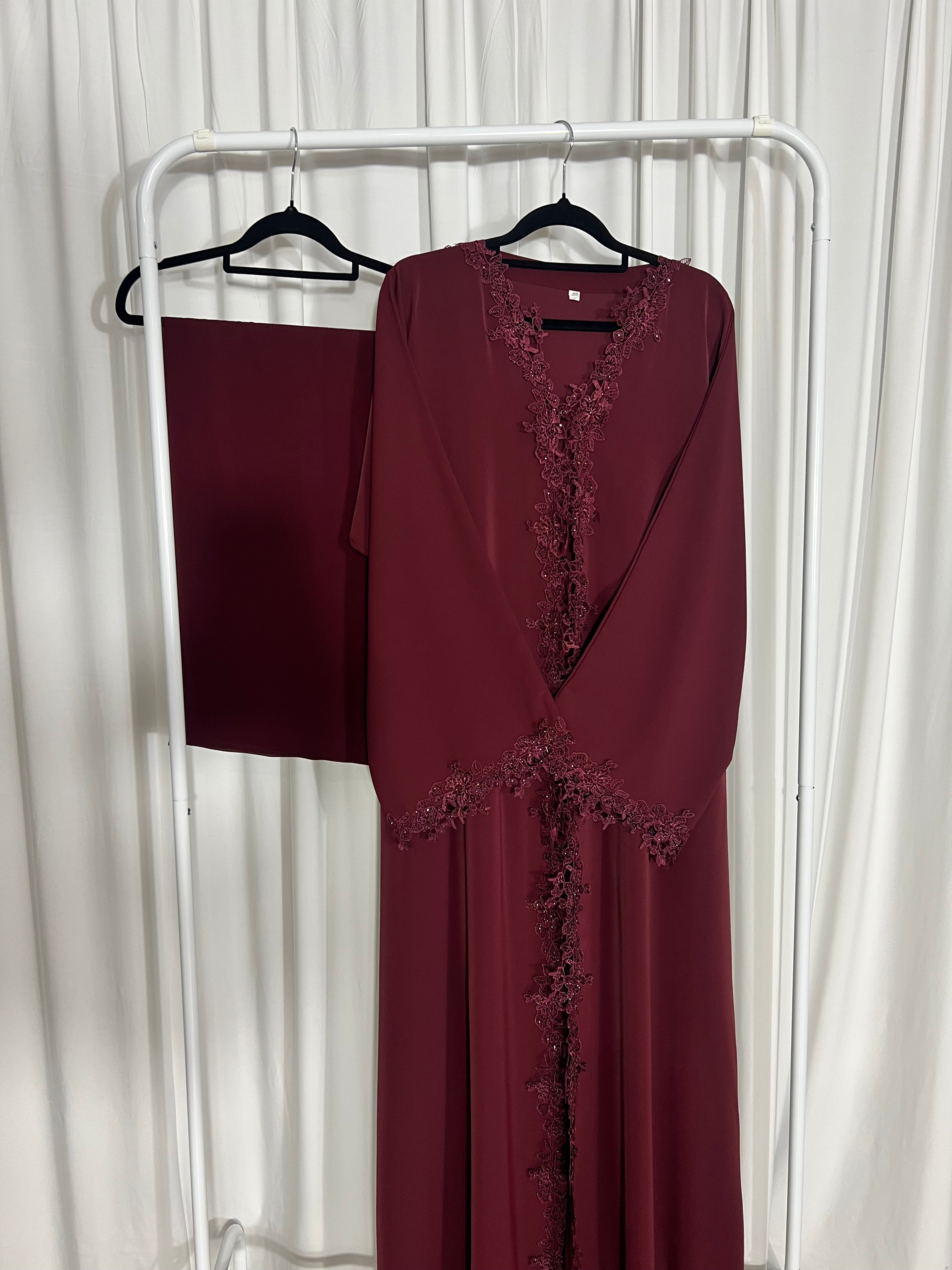 PRE-ORDER: Flower Lace Abaya  | Ships in 2 Weeks