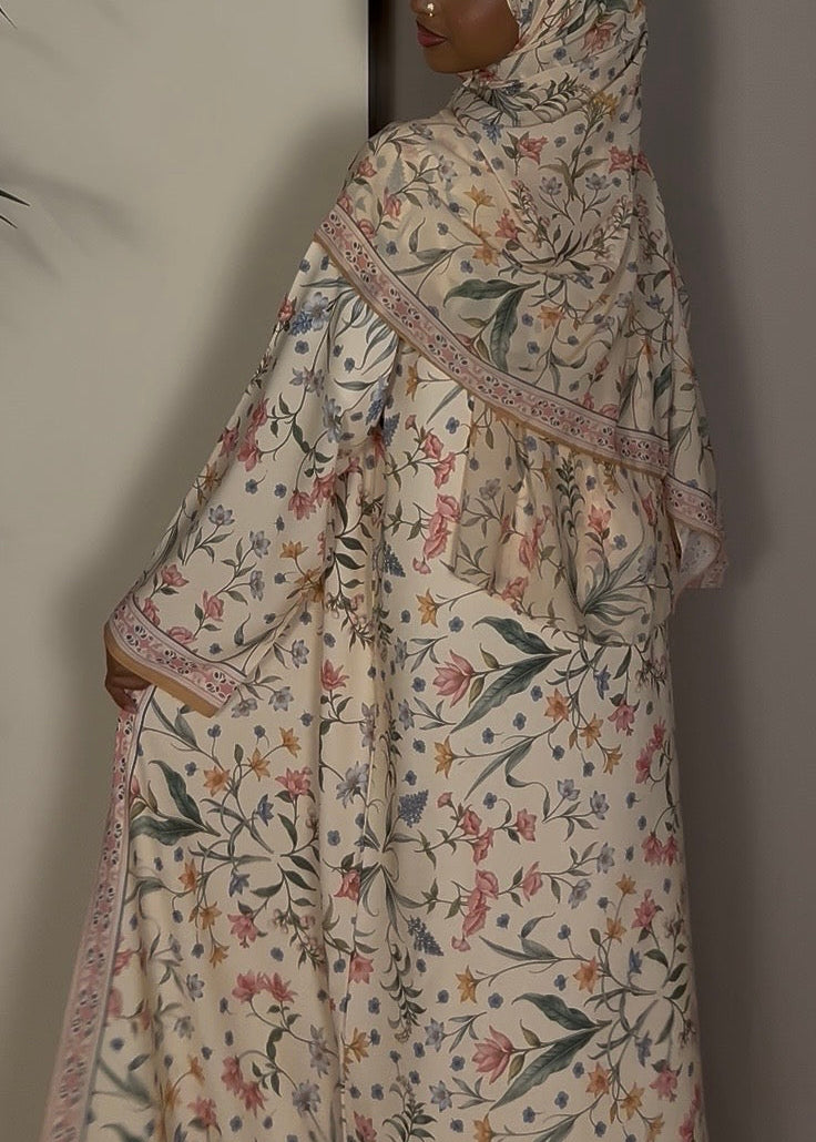Printed floral Abaya - 2 piece set